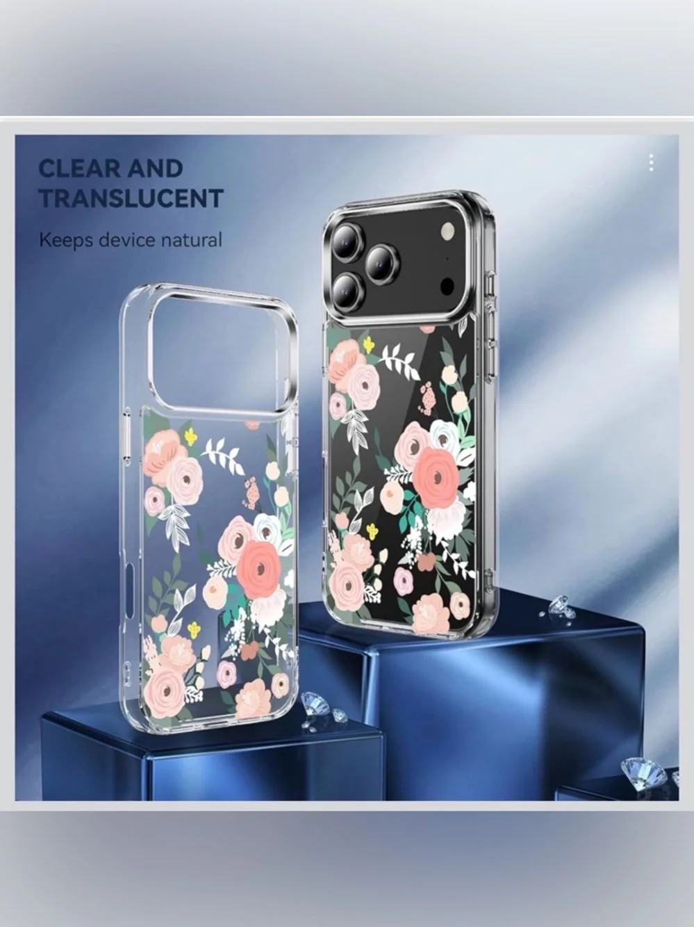 NWT~ iPhone 17 Pro Max Clear Floral Shockproof Case